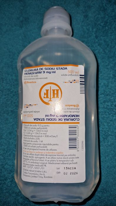 Ser fiziologic, clorura de sodiu 500 ml