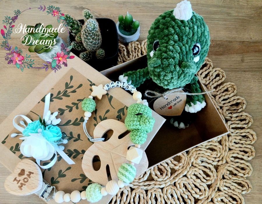 Подарък за бебе, плетени играчки, клипс