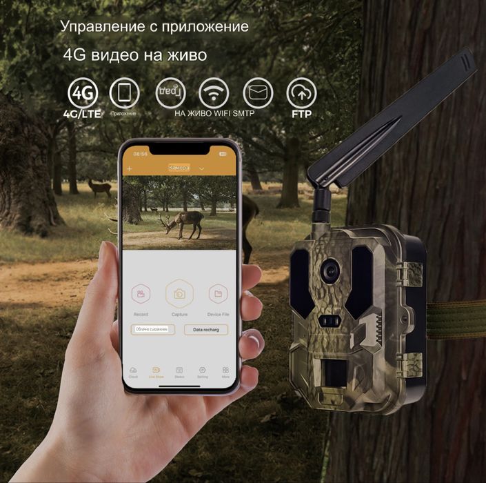 Ловна Камера Suntek HC-960Ultra-li 4G на Приложение + Батерия