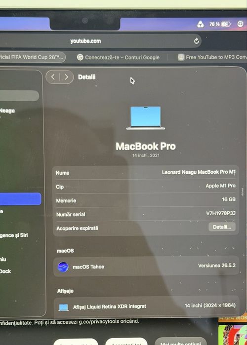 MacBook Pro 14” M1 Pro (2021) – 16 GB RAM, 512 GB SSD – Garanție Flip