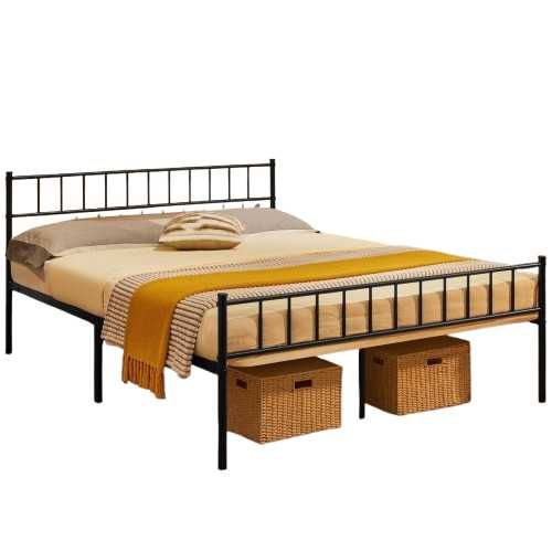 Pat metalic dublu 160x200 cm cu somieră |S 615255 Black(160*200cm)