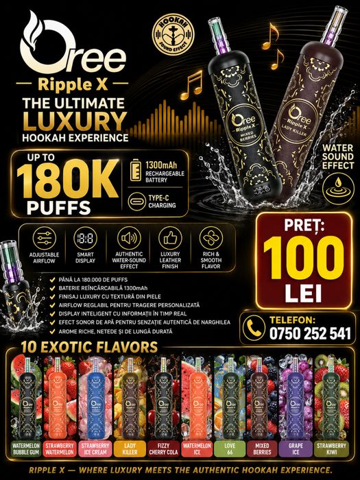 Vape Ripple Narghilea 180K Puffs Nou