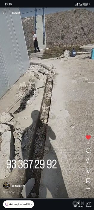Beton buzish, kesish, teshish va transheya qazish xizmati