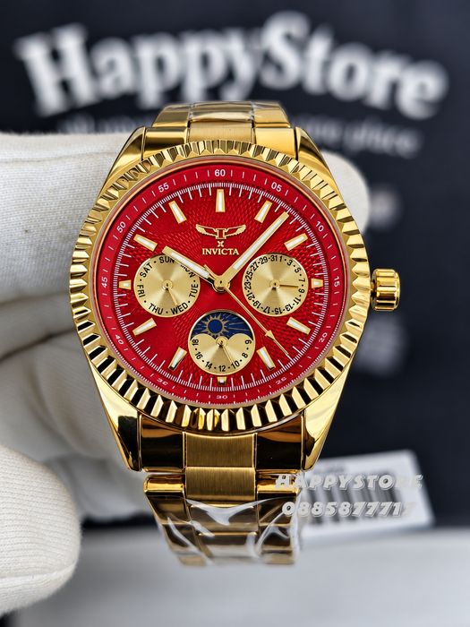 INVICTA Emerald gold red dial unisex 38 mm, Инвикта нов унисекс часовник
