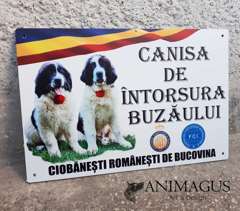 Placa Avertizare Caine Rau Periculos Ciobanesc de Bucovina