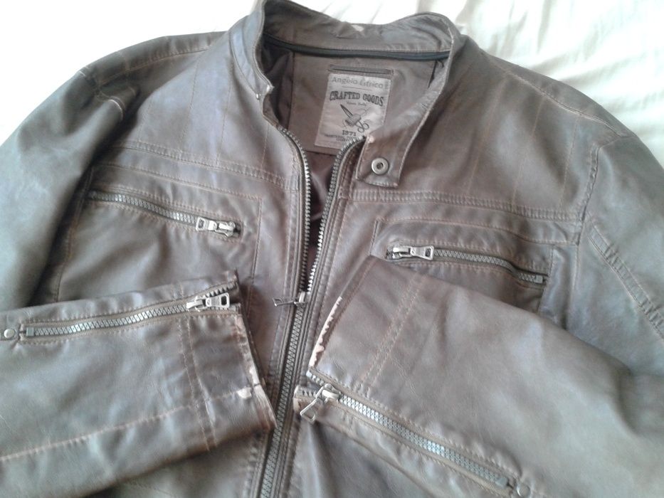 Geaca Angelo Litrico uzata piele ecologica, maro, L barbati