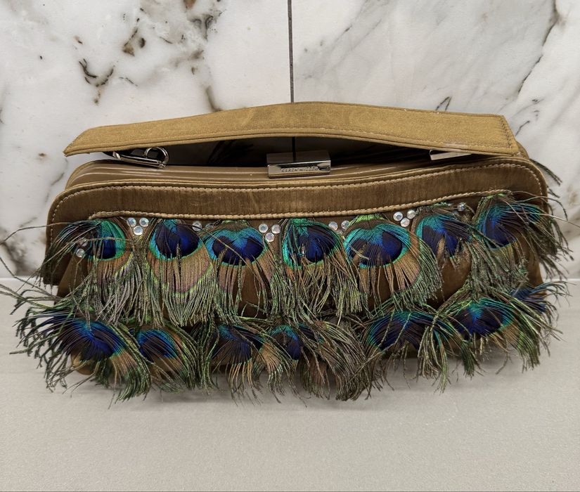 Клъч Karen Millen с паунови пера