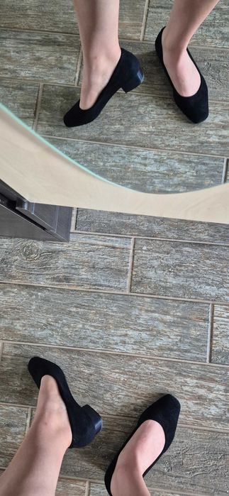 Balerini negri din piele intoarsa marimea 37