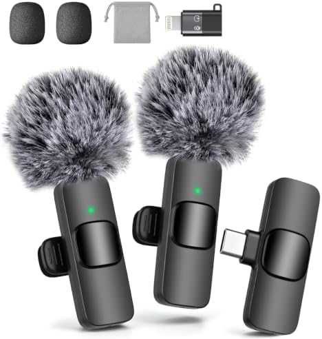 Нов Безжичен двоен Lavalier микрофон за iPhone Android USB-C Lightning TikTok влог видео