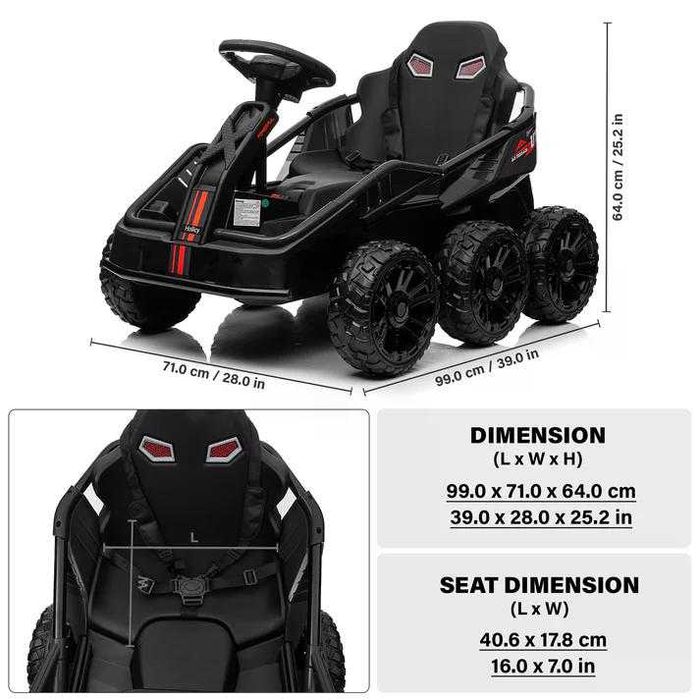 UTV electric pt 2 copii Kinderauto BJSX2319 6x6 300W 24V Black