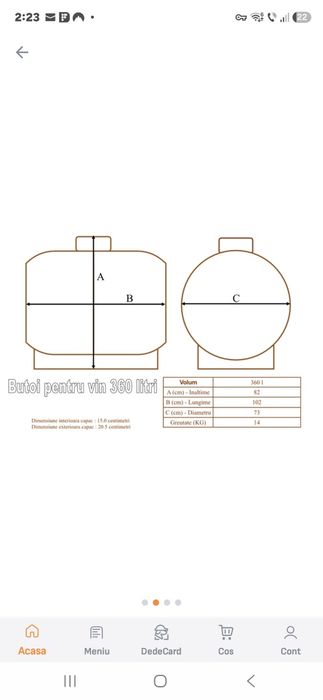Butoi de vin 360l