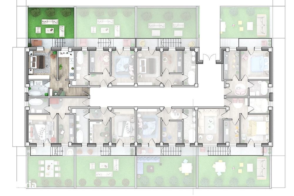 Capat CUG Apartament  1 camera 34m curte intabulata  25m