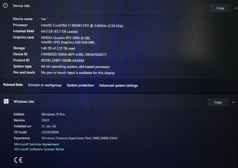 Lenovo ThinkPad P73 | i7-9850H | 64GB RAM | Quadro RTX 3000 6GB | SSD + HDD | Stare excelentă