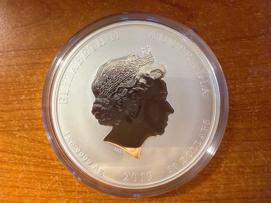 1 кг. Сребърна монета "Година на Прасето" 2019 г., Австралия - Сребро / Silver монета / кюлче лунар