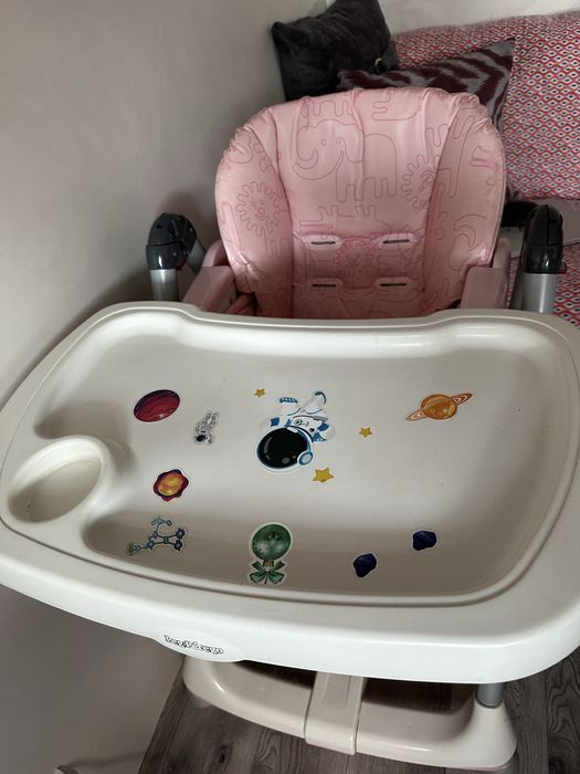 Scaun de masă copii Peg Perego Prima Pappa – Roz/Desene – Reglabil, pliabil
