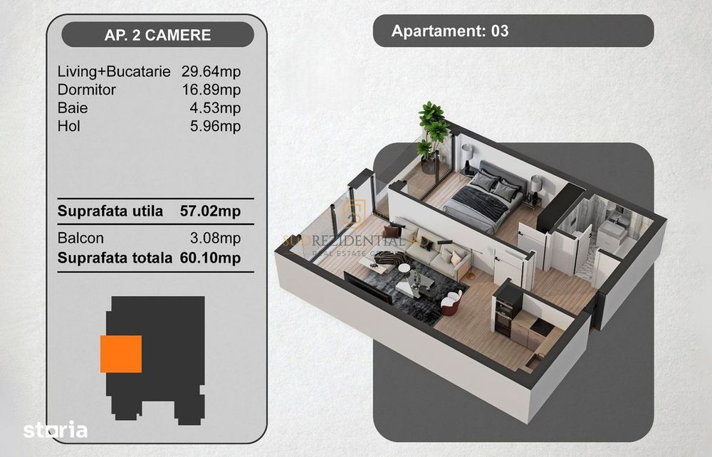 Vanzare apartament 2 camere, ansamblu rezidential securizat, Sector 5