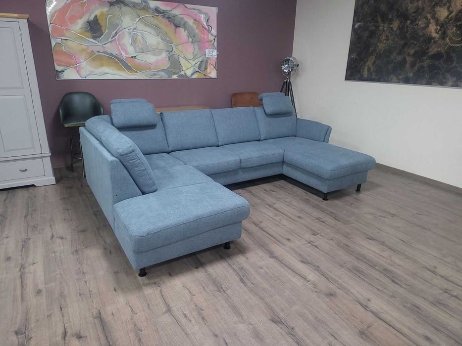 ПРОМОЦИЯ!!! Син ъглов П образен диван от плат LS404520