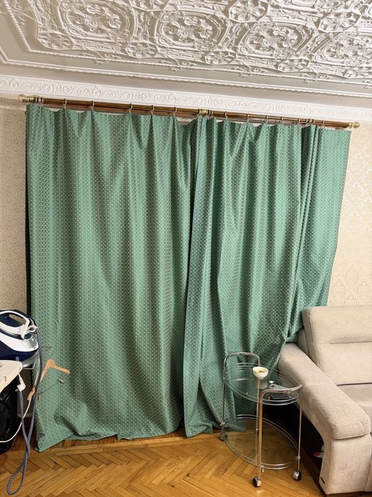 Шторы плотные (комплект, зелёные)