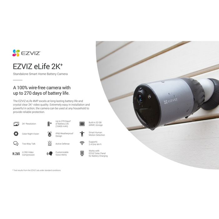 270 kungacha yetuvchi kamera Ezviz eLife 2K батареи до 270 дней камера