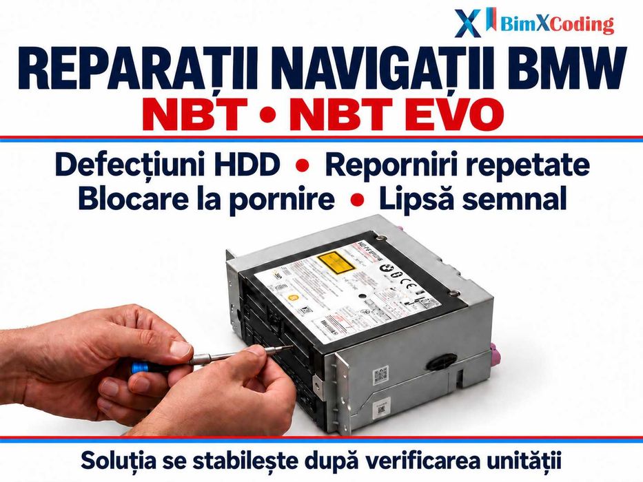 Reparații navigații BMW NBT și NBT EVO – HDD defect, reboot, NO SIGNAL