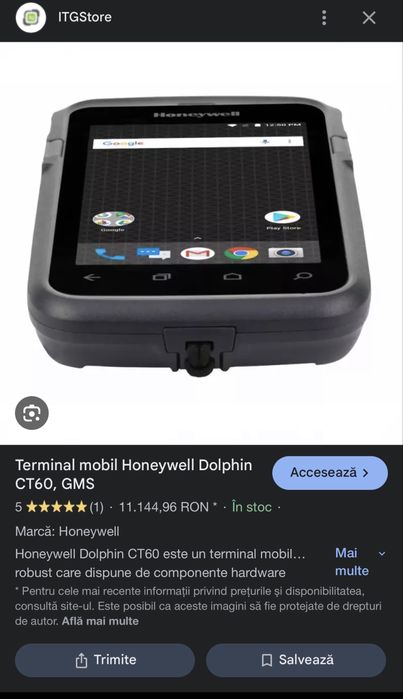 Terminal mobil/scanner Honeywell Dolphin CT60,ca Nou,incarcator,SIM,SD