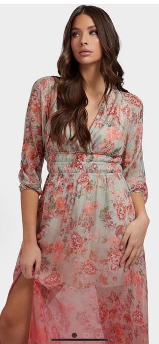 Guess Дълга и ефирна копринена рокля