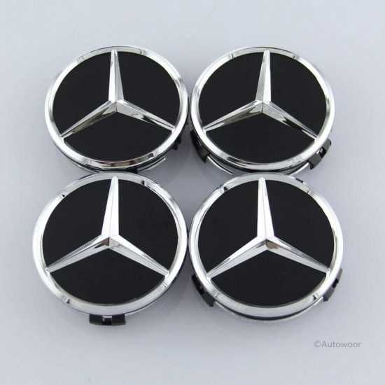 Капачки за джанти Мерцедес 75 мм. черни - Немско Качество!