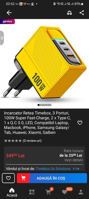 Încărcător 100w tehnologie GaN Super Fast Charger