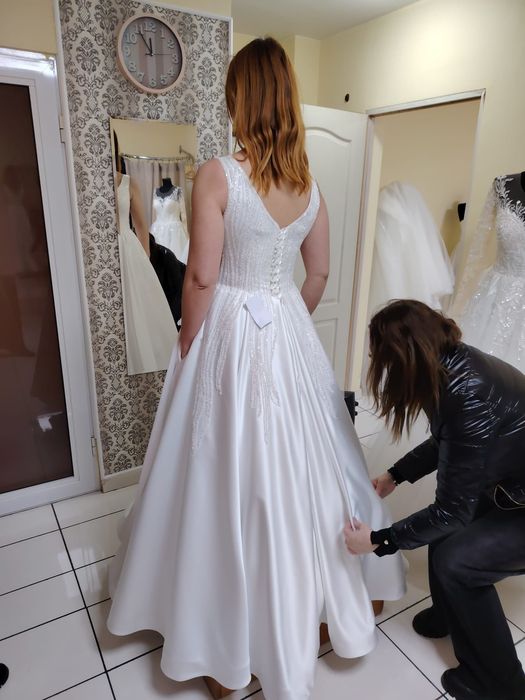 Rochie mireasa tafta cu buzunare, model 2026