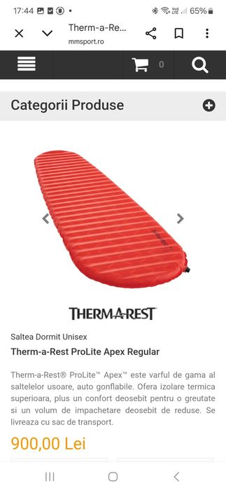 Saltea autogonflabila THERMAREST Prolite Apex Large