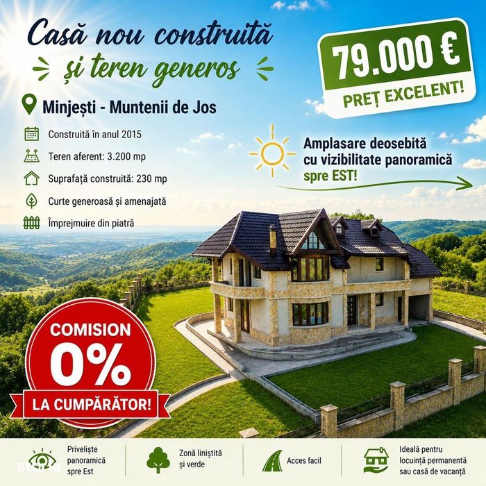 Casă spațioasă cu teren generos de 3.200 mp, VASLUI - MÎNJEȘTI;
