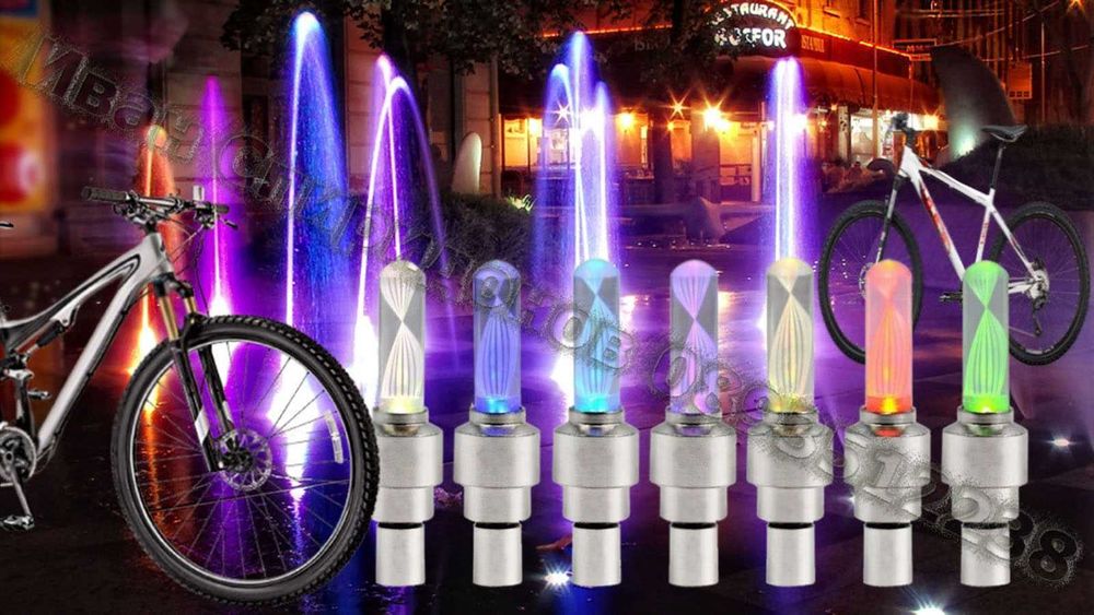 Светеща LED капачка за вентил на гума + ПОДАРЪК батерии