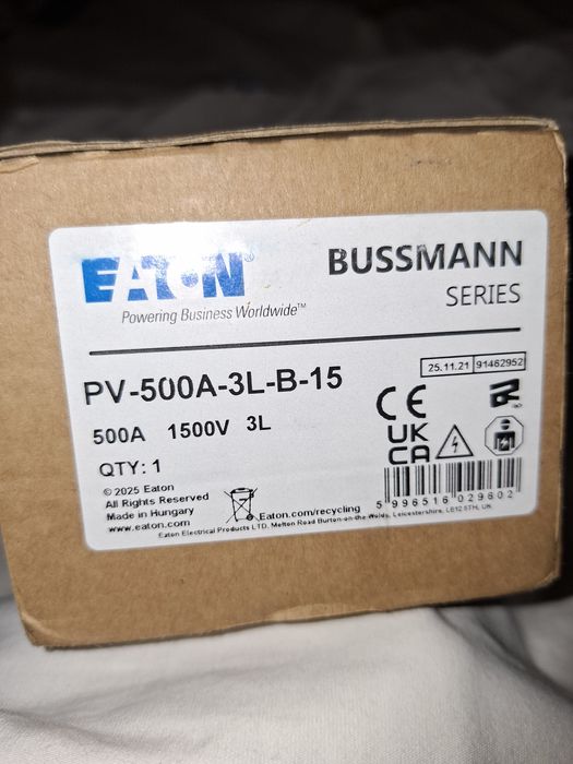 DE VANZARE /SIGURANTE  - PV500 A-1500 V DC/pachet 12 Buc /