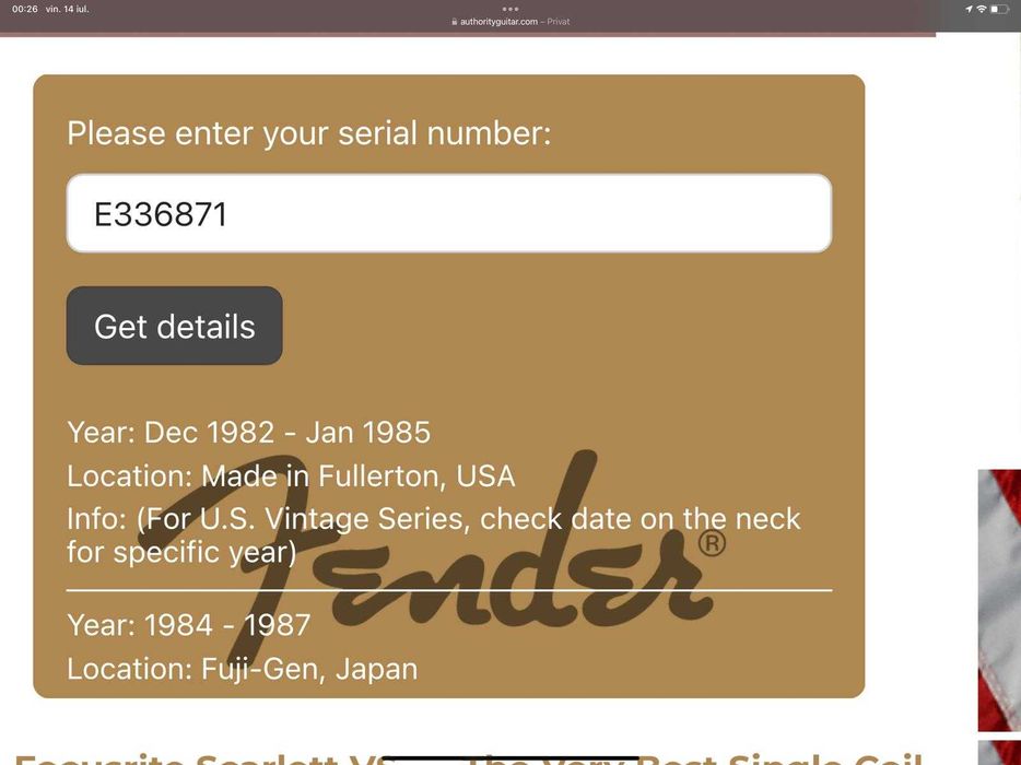 Fender stratocaster Dan Smith 1983