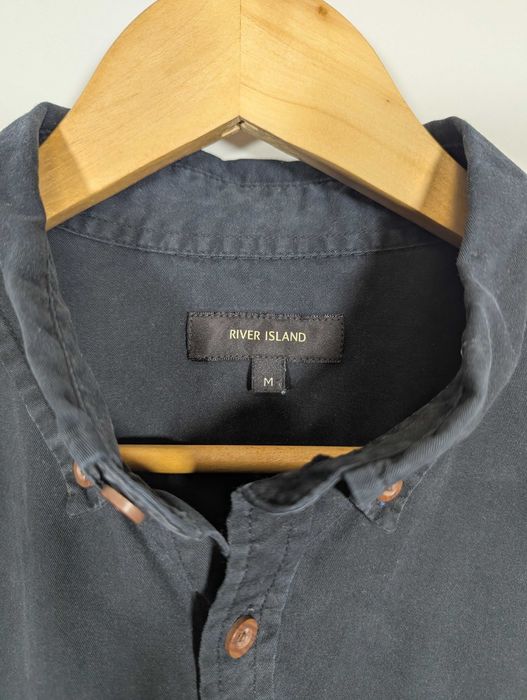 Cămașă River Island, M, neagra, bumbac 100%, stil casual-elegant