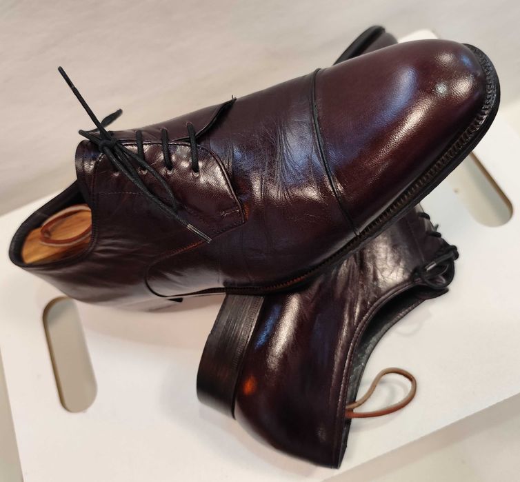 Pantofi derby 44 44.5 lucrati manual FABI de lux piele naturala moale