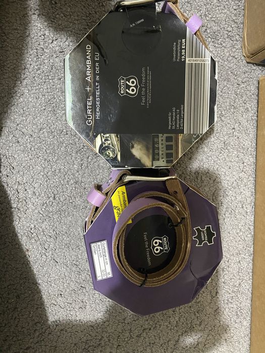 Curea din piele si bratara 2 buc