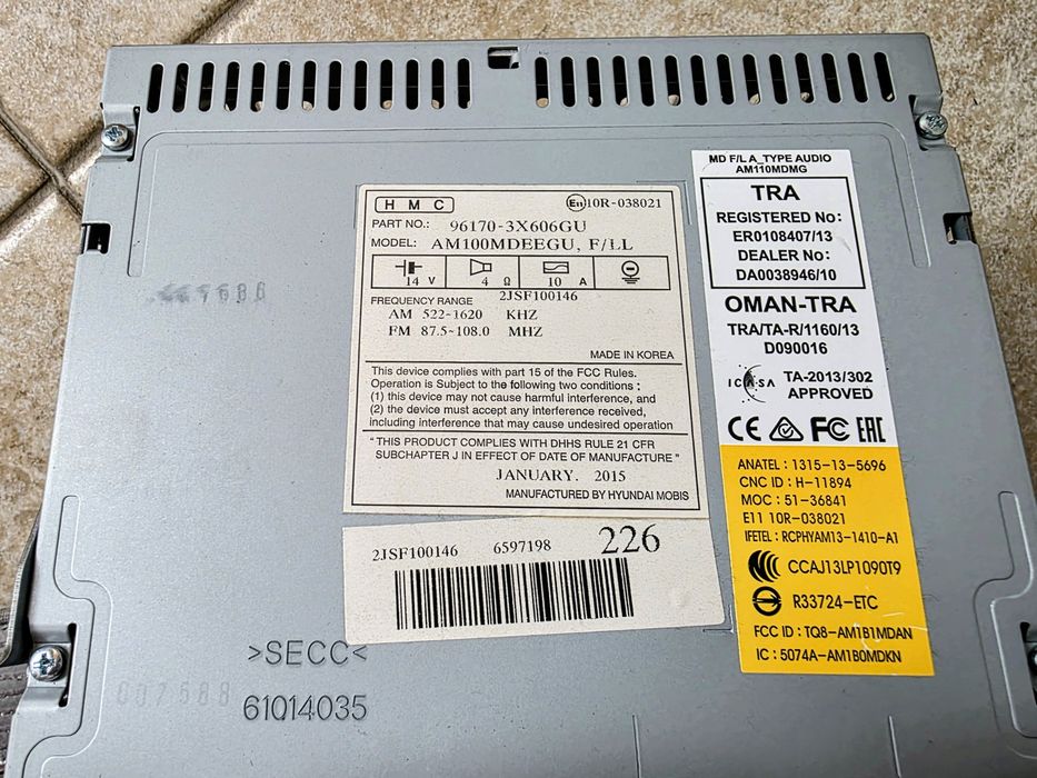 Radio CD player auto Hyndai 2015, 96170-3X606GU