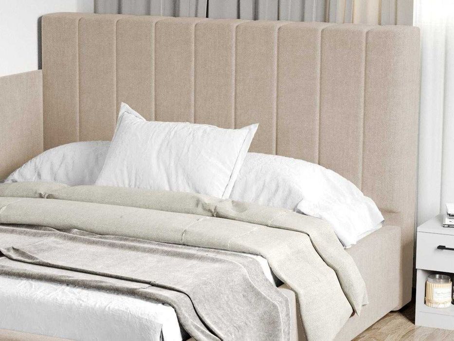 Pat Tapitat de colt saltea de 190 Adam Bej Falcone 102 rabatabil+lada