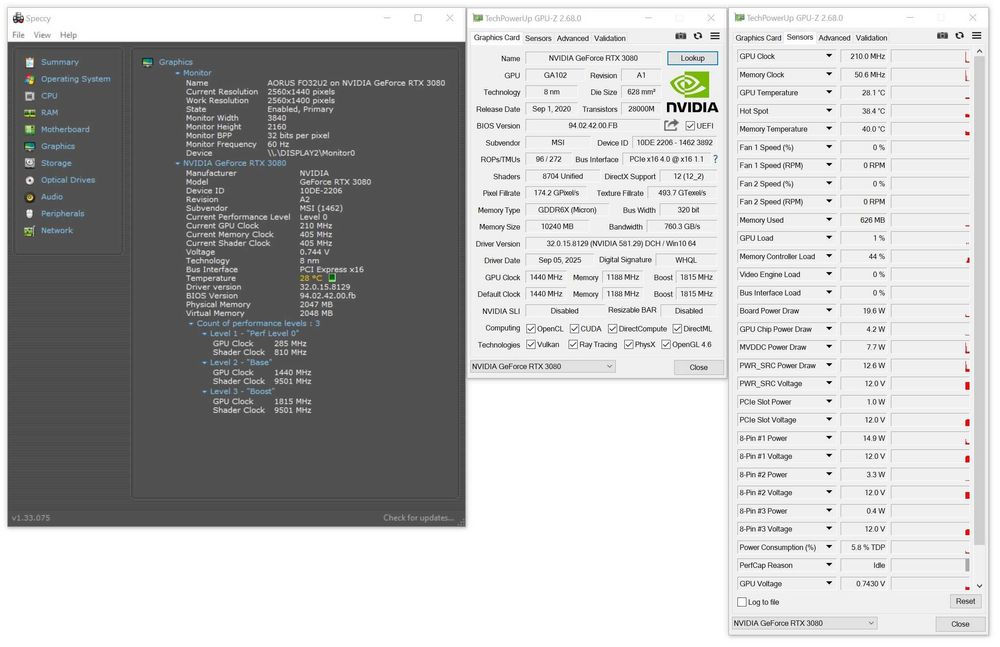ТОП състояние Видео карта GPU MSI RTX 3080 GAMING X TRIO 10G GDDR6X
