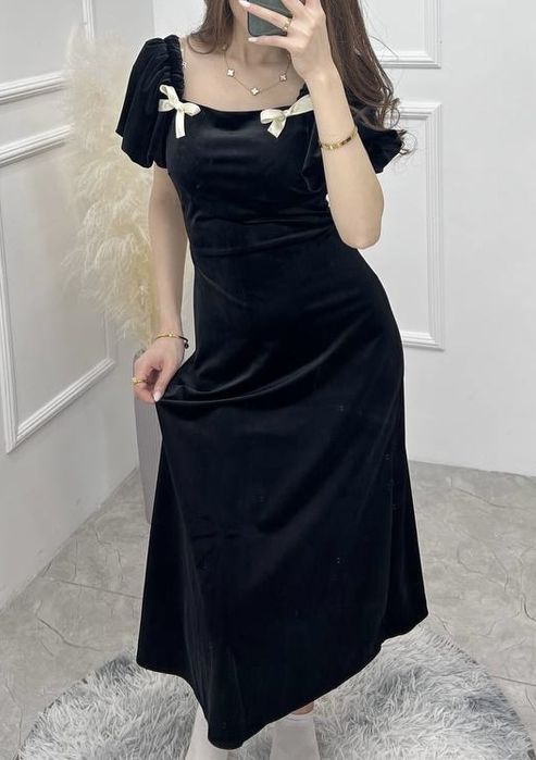 Черный Платье с бабочками