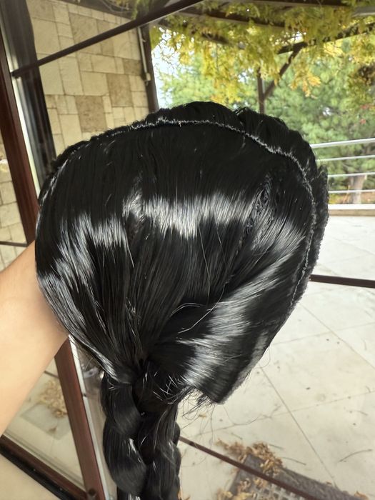 Черна перука с две плитки (Wednesday)