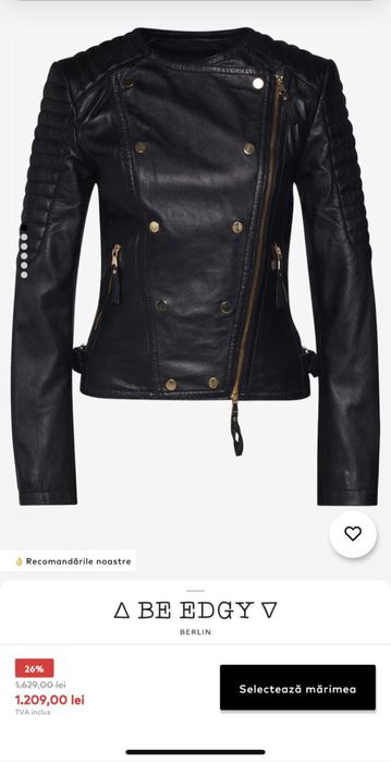 Geaca jacket de piele be edgy detalii aurii