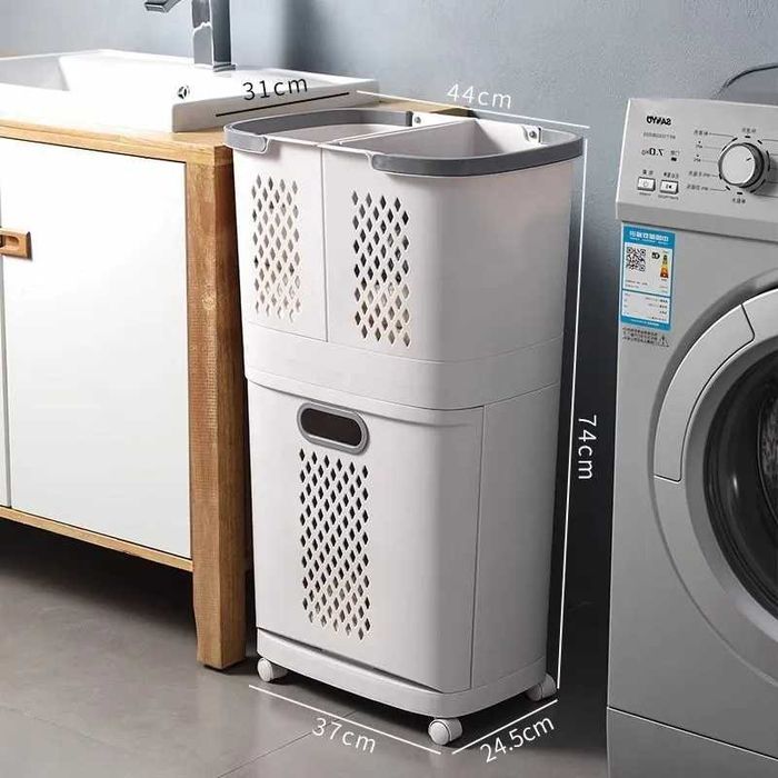 Тележка для белья, съемная вертикальная сортировка белья для ванной