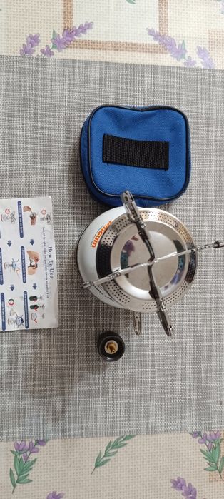 Aragaz portabil de camping cu geanta, Inox, 2800W, Argintiu