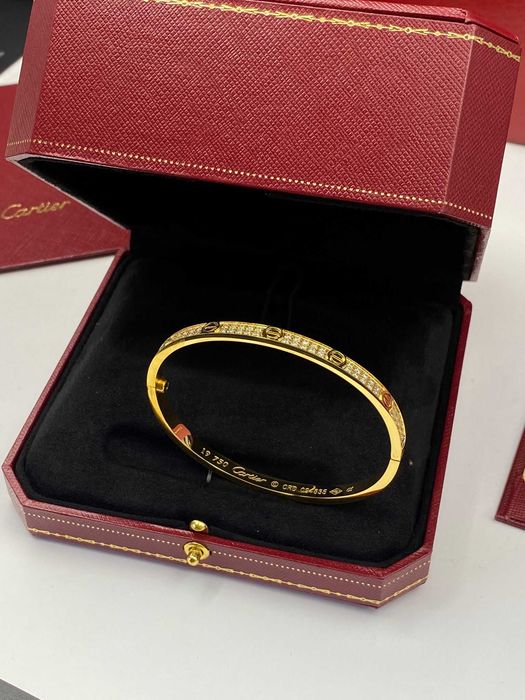 Brățară Cartier LOVE 19 Gold 585 model slim full diamond