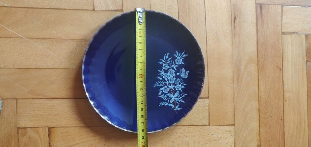 Set farfurii porțelan fin albastru cobalt pentru desert