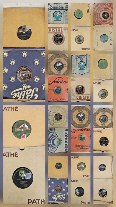 Colecție de peste 60 discuri patefon 78 rpm muzica interbelică, jazz, chanson