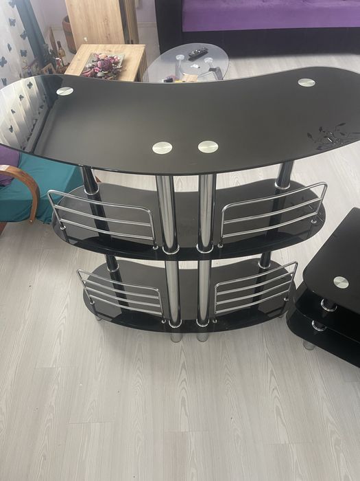 Set mobilier sticlă securizată | Bar + comodă TV | Design modern