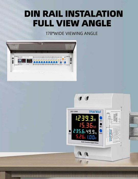 Wi-Fi контролен електромер за DIN шина 100A, TUYA